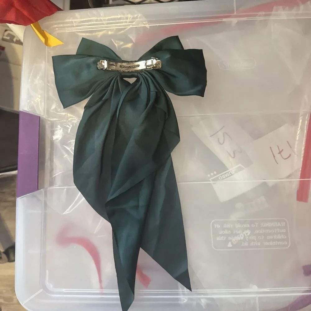 Satin Hair Bow Barrette Lot Of 5